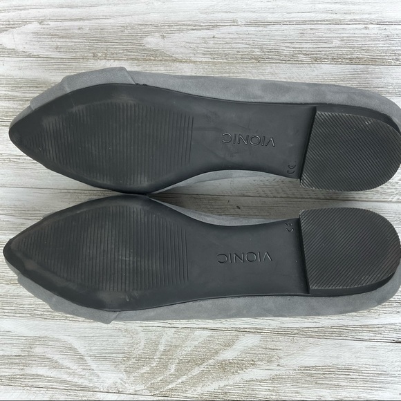 Vionic Gray Suede Pointed Toe Ballet Flats 8 Comfort Shoes - Picture 8 of 10